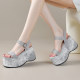 10cm thick-soled heightened sandals for women in summer, fashionable and versatile, one-strip leather open-toe simple Roman shoes