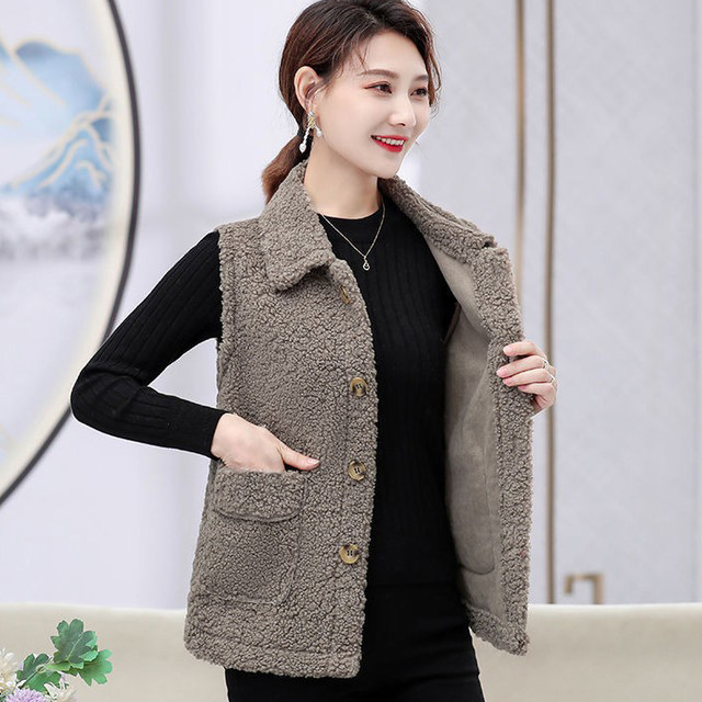 Women's 2025 spring and autumn short Korean style fur integrated lamb plush versatile horse clip vest vest vest jacket