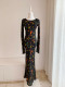 Australian Niche 2025 new slanted silk print with long sleeves slim and slim temperament long dress for women