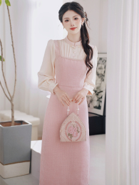 Xiaoqing New Chinese Women's Chinese style Chinese style autumn and winter bottom dress 2024 new spring cheongsam skirt