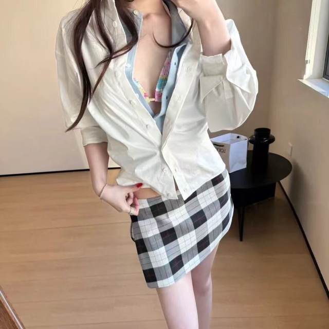 Allawell Spring and Summer 2025 Original fabric Side zipper Two-wear mini skirt pants Retro hip-packing women's short skirt