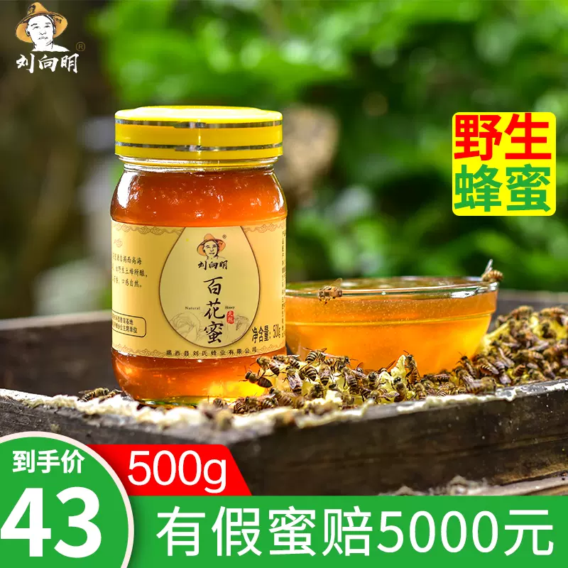 刘向明天然野生土蜂蜜百花蜜农家自产无添加乌桕野花蜜500g