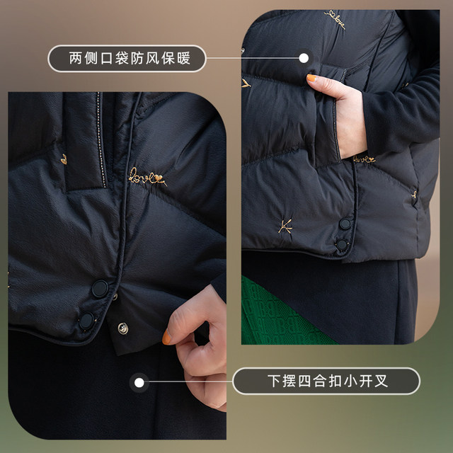 2025 new winter 90 white goose velvet hooded black down jacket vest fat mm horse clip women short sleeves