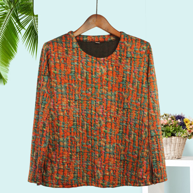 
Middle-aged and elderly 2025 autumn long-sleeved mother's wear round neck loose belly-covering women's top grandma autumn women's T-shirt