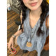 Huanghuangjia Plaid vest top 2025 summer new loose age-reducing plaid V-neck sleeveless bottoming outfit for women