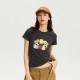 RAPPEYE potted plant embroidered round neck short-sleeved t-shirt for women American retro hottie slim short right shoulder slim top
