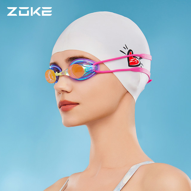 Zhouke electroplated swimming goggles high-definition waterproof and anti-fog adult women's myopia men's professional swimming training racing glasses