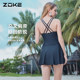 zoke body dress swimsuit women's 2025 new slim swimsuit zoke conservative black women's hot spring swimsuit