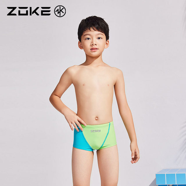 Zhouke children's swimming trunks boy 2025 professional flat angle quick-drying swimsuit medium and big children training competition racing teenagers