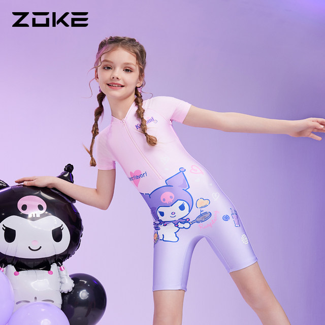 Zhuke children's swimsuit one-piece flat corner sun protection cool Lomi girl swimming training quick-drying vacation mid-large children's suit