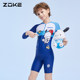 ZUK Children's Swimsuit One-piece Flat Sleeve Long Sleeve Sun Protection Pachy Dog Boy Swimming Training Quick-Dry Medium-Big Children's Swimsuit