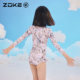 Zhouke children's swimsuit one-piece triangle long-sleeved sun protection zoke girls vacation swimming quick-drying hot spring princess swimsuit