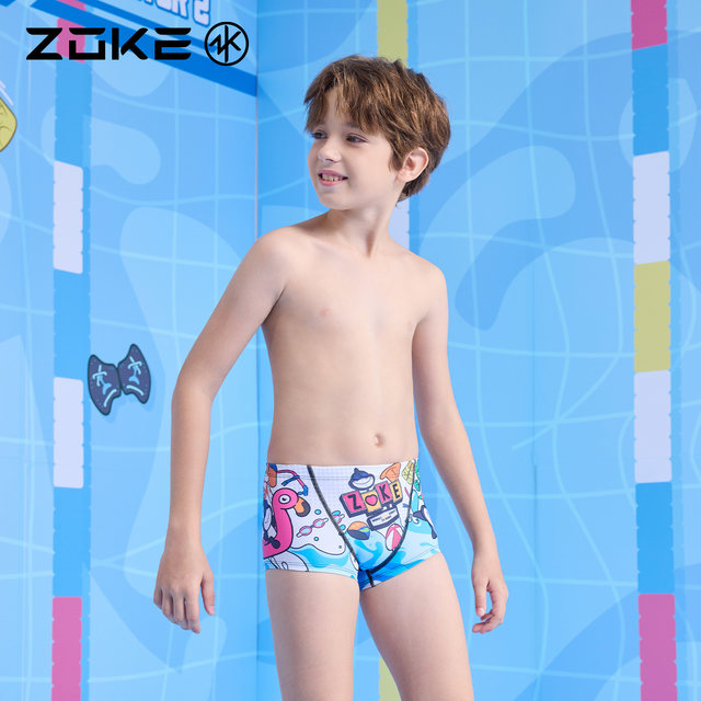 Zhouke children's swimsuit small boxer professional swimming training zoke boys quick-drying competition racing youth swimming trunks