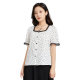 Jinyuan short chiffon shirt for women 2022 summer new fashion polka dot lace square collar short sleeve top A222122
