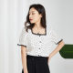 Jinyuan short chiffon shirt for women 2022 summer new fashion polka dot lace square collar short sleeve top A222122