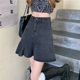 Ruffled skirt summer 2025 new large size fat girl pear-shaped body covering flesh to make her look slim denim a-line skirt