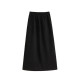 Black A-line skirt for women in autumn and winter plus size fat mm giant slim skirt small slit high waist straight long skirt