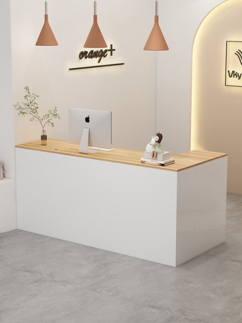 Corner cashier cream cream wind front desk small bar simple counter Modern clothing store reception platform L -shaped counter

