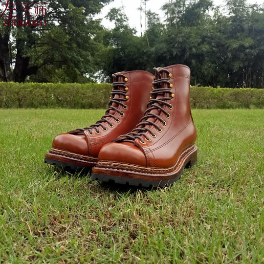 Master Zuo 1605W-1-2G handmade leather shoes privately customized high-top boots for men and women with short face work boots
