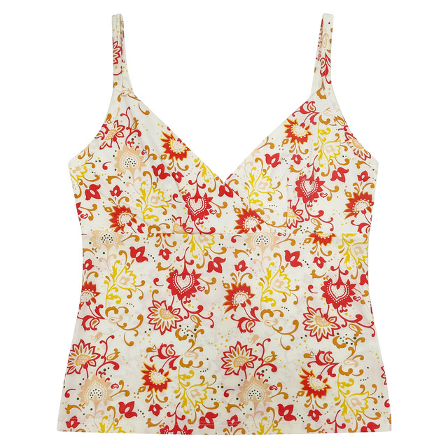 
Riza Yaya 90s hot girl street fashion casual colorful retro floral print short vest suspender