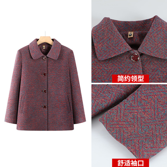 Elderly autumn clothes for women grandma wool coat 2025 new style elderly clothes for mothers autumn and winter clothes for plus velvet and thick
