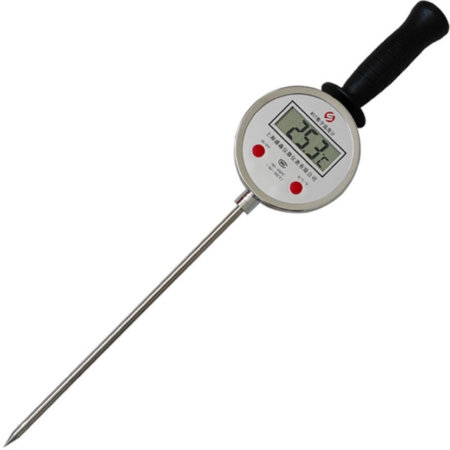 Handheld electronic digital display thermometer extended probe thermometer ground measuring haystack grain organic fertilizer distiller's grain stainless steel