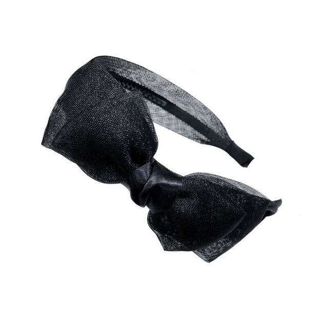 Korean mesh double-layer bow headband anti-slip with toothed wide-edge pressure hairband for women simple temperament versatile hair card