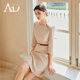AD Simple and Great Dress Women's temperament seven -point sleeve waist skirt high -end collar OL commute professional dress
