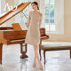 AD Simple and Great Dress Women's temperament seven -point sleeve waist skirt high -end collar OL commute professional dress
