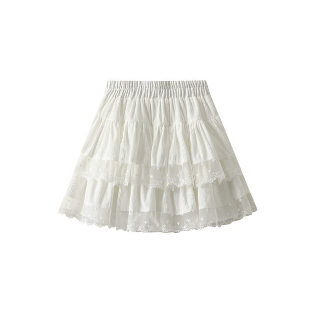 Lace fluffy cake short skirt for women in autumn new large size fat mm high waist slim small a-line gauze skirt 98060