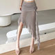 2024 European and American style cross -border summer new women's solid color slimming, thin street fashion high waist network skirt