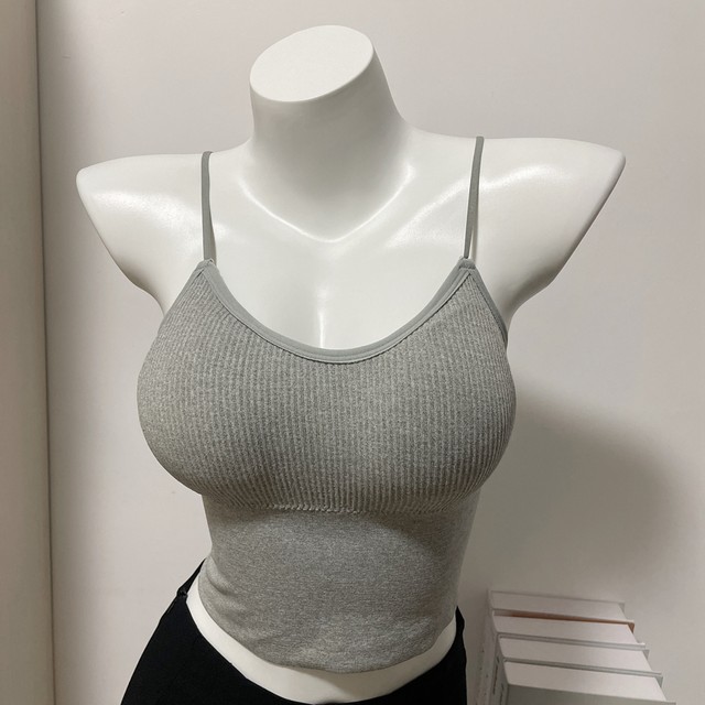 Stay, stay, stay! B eyes are in! Korean detachable breast pad camisole versatile short sexy tight bottoming shirt