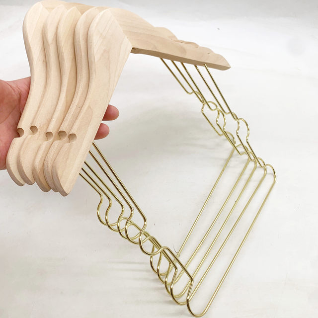 Mother and baby store children's seamless all-in-one clothes hanger infant and toddler solid wood suit clothes hanger children's clothing store home wooden clothes hanger