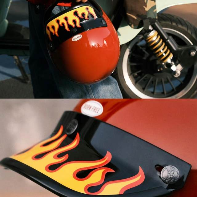 SpeedShop retro flame helmet brim plaid hood sunshade three-point button helmet universal
