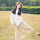 Beige Gongguo Skirt Japanese Literature and Art Fresh Pocket High -waist A -line Skirt is thin and covered with small skirts