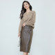 Jiarenyuan Skirt Women's 2024 Winter New High Waist Invisible Side Placket Back Slit Pencil Skirt