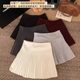 Pure wool pleated skirt spring and summer versatile boots A-line short skirt anti-exposure high-waisted slim organ skirt