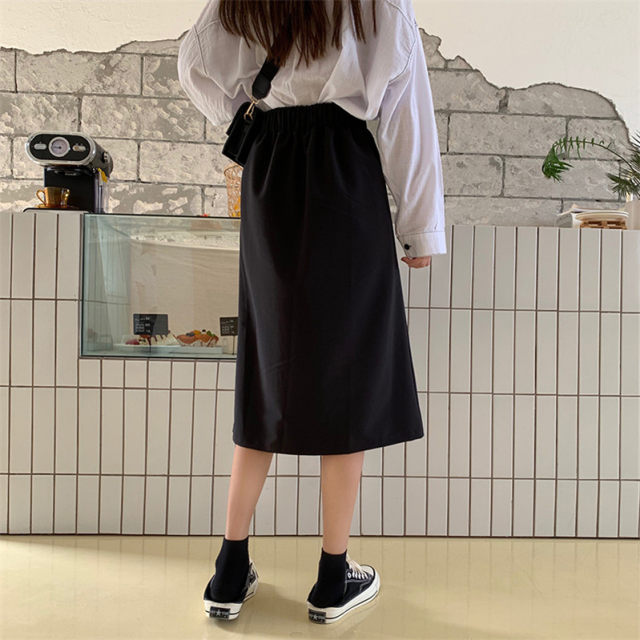 Large -size skirt in the long skirt in the long skirt, a piece of A -line skirt, fat mm, thin women's wild skirt spring and summer