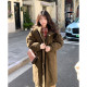 Yiye Japanese retro ox horn button mid-length cotton jacket for women's winter small thickened warm coat windbreaker jacket
