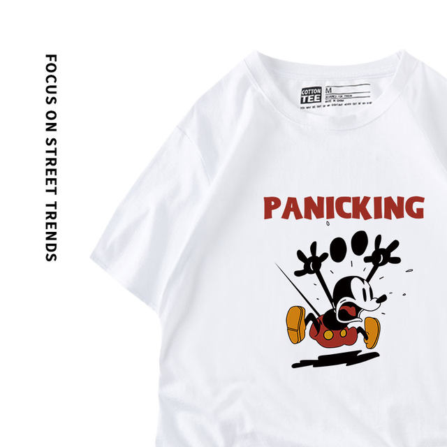 2025 new cartoon pattern small T-shirt for women short-sleeved white pure cotton slim sweet and cool summer half sleeves