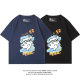 Korean Tibetan blue short -sleeved T -shirt Female niche cute style cartoon reduction, age -shoulder pure cotton student half -sleeved shirt summer
