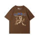 JKTee niche American retro brown positive shoulder thin short -sleeved T -shirt women loose white and Korean version of couple dress half -sleeved
