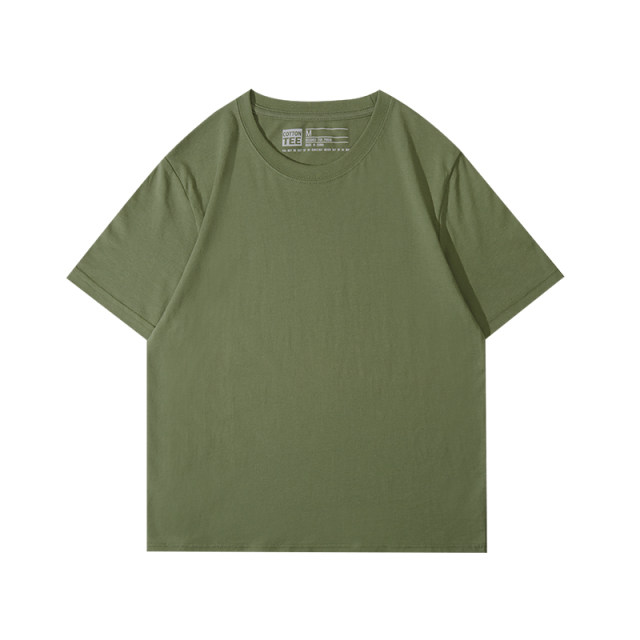 Japanese cute wind, green solid color short -sleeved T -shirt female small in the small one with bottoming loose cotton half -sleeved top