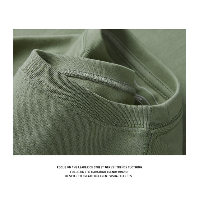 Japanese cute wind, green solid color short -sleeved T -shirt female small in the small one with bottoming loose cotton half -sleeved top