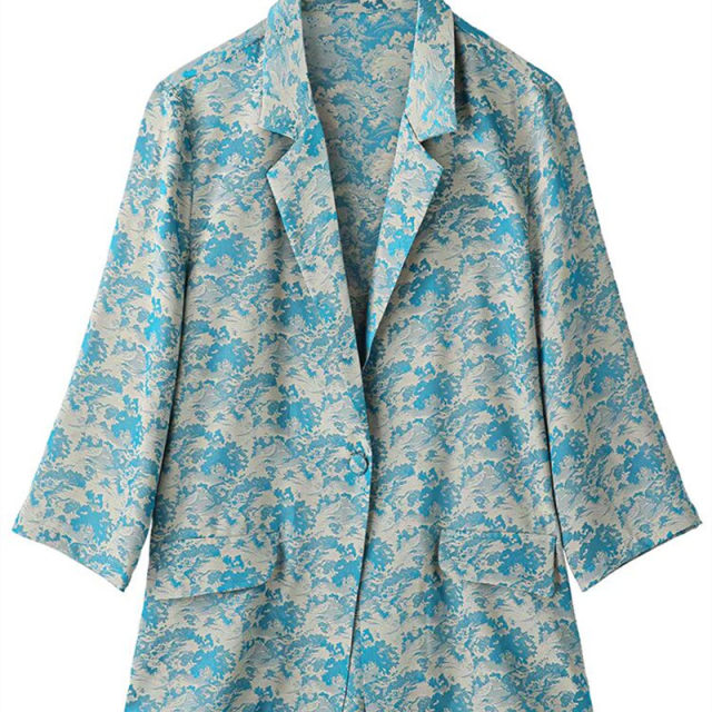 Jiehua suit jacket female new Korean version of casual high -end small suit printing spring and summer thin blossom jacket shirt