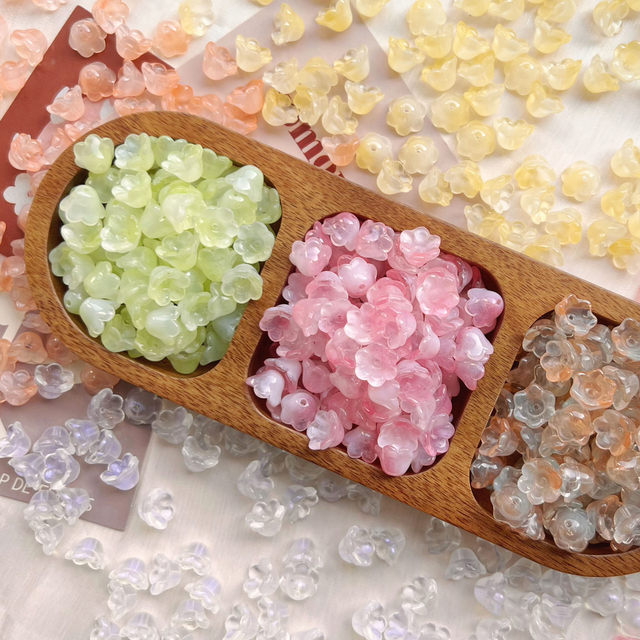 Ancient wind lily of the whiteland, glazed bead clothing accessories 2024 new product bracelet glass loose bead handmade DIY material
