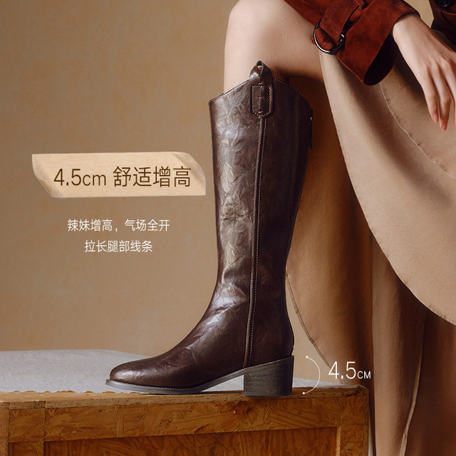 Best Wanderer winter mall new style plus velvet large tube V-mouth knight boots for women
