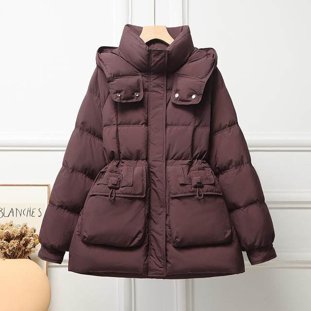 2024 Winter New Down Jacket Women's Mid-Length Waist Slimming Thickened Large Pocket White Duck Down Versatile Jacket
