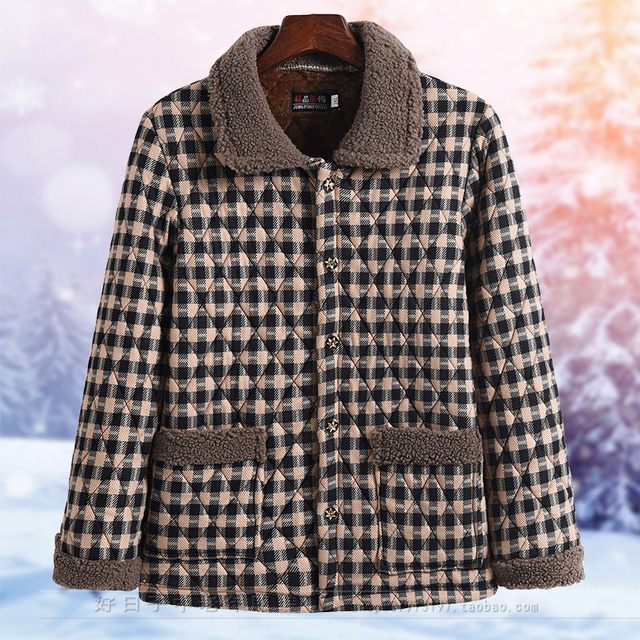 Mom's cotton-padded jacket with velvet and thickened winter new style floral cotton-padded jacket for middle-aged and elderly people fashionable elastic lapel cotton-padded jacket for women