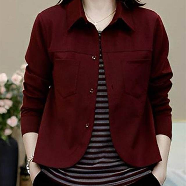 
Casual, slim and versatile women's tops for autumn, new temperament, lapel stitching, striped fake two-piece long-sleeved tops